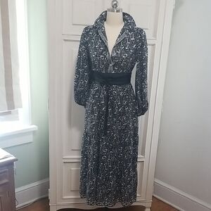 Max Studio Black And White Bohemian Midi Dress